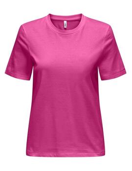 Camiseta Only Tribe fucsia bolsillo abalorios de mujer