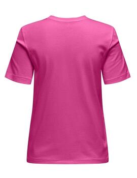 Camiseta Only Tribe fucsia bolsillo abalorios de mujer