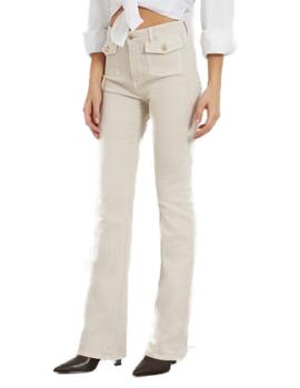 Pantalón Guess Sexy beige campana tiro alto para mujer