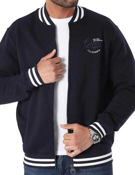 Chaqueta bomber Guess Full zip algodón azul marino de hombre