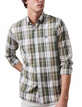 Camisa Altonadock cuadros verde manga larga de hombre