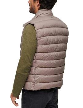 Chaleco Superdry Gilet beige guateado ajustado para hombre