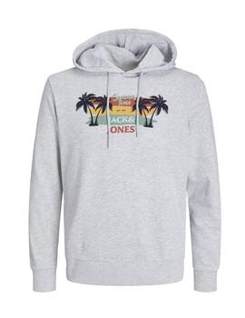 Sudadera Jack&Jones Summer gris con capucha para hombre