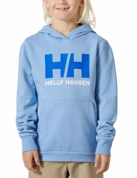 Sudadera Helly Hansen Kids Logo celeste con capucha unisex