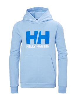 Sudadera Helly Hansen Kids Logo celeste con capucha unisex