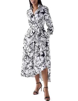 Vestido midi Salsa satinado blanco/negro estampado de mujer