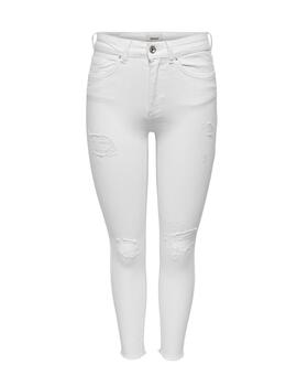 Pantalón vaquero Only Blush blanco con rotos skinny de mujer