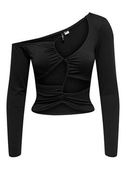 Top Only Yara CutOut negro ajustado manga larga para mujer