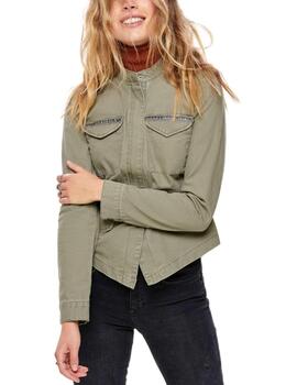 Chaqueta Only Austin verde militar cierre botones para mujer