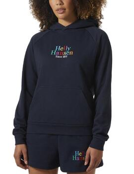 Sudadera Helly Hansen marino logo colores y capucha de mujer