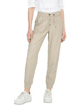 Pantalones Only Kelda jogger beige con puño de mujer