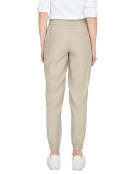 Pantalones Only Kelda jogger beige con puño de mujer