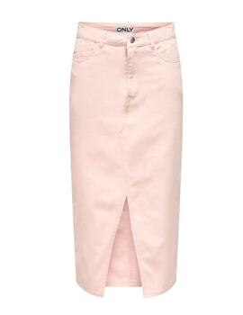 Falda Only Salli midi rosa ajustada y tiro alto para mujer