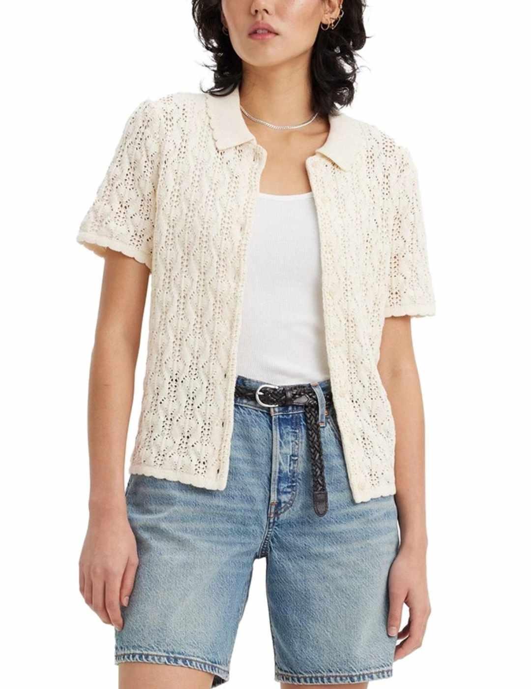 Camisa Levi´s crochet cruda hombros caídos manga corta m