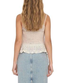 Top Only Mary crochet beige de tirantes para mujer