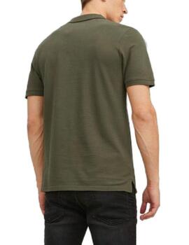 Polo Jack&Jones Basic verde militar manga corta de hombre