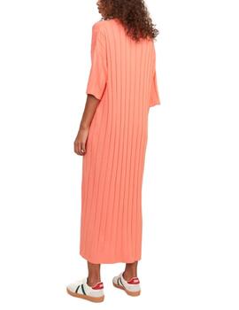 Vestido midi JJXX Lola coral de punto manga 3/4 para mujer