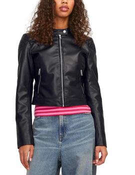 Chaqueta de cuero JJXX Ava negro con cremalleras para mujer