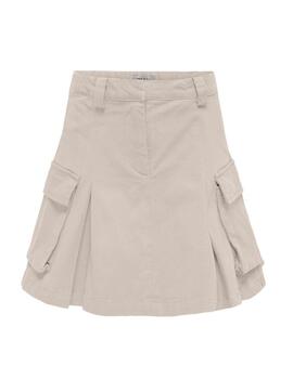 Falda corta Only Kids Cath beige con pliegues para niña