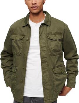 Sobrecamisa Superdry militar verde bordada Regular de hombre