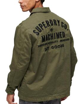 Sobrecamisa Superdry militar verde bordada Regular de hombre