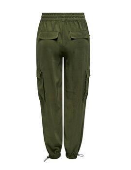 Pantalón cargo Only Laris verde militar con puños para mujer