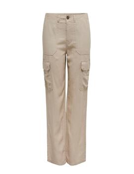 Pantalón Only Malfy cargo beige slim para mujer