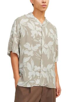 Camisa Jack&Jones Jeff manga corta beige estampado hombre