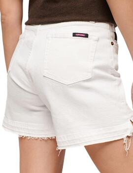 Short Superdry Rise cut blanco regular para mujer