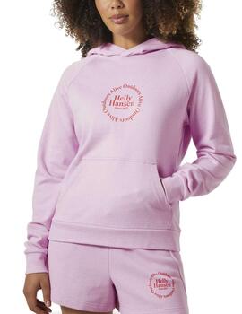 Sudadera Helly Hansen rosa logo tono con capucha para mujer