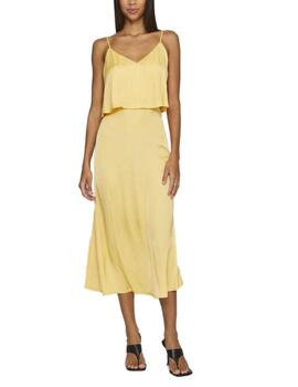 Vestido midi Vila Olina amarillo de tirantes para mujer