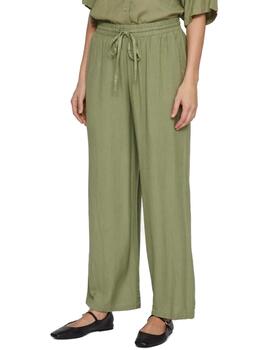 Pantalón Vila Pricil verde lino regular para mujer