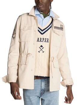 Chaqueta Harper Militar beige con parches para hombre