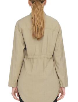 Sobrecamisa Only Nadine beige manga larga para mujer