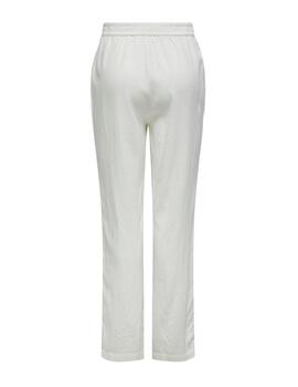 Pantalón Only Caro blanco de lino slim para mujer