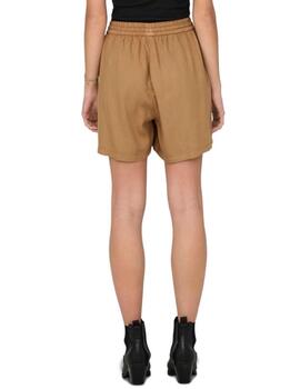 Short Only Kenya camel de tela holgado para mujer