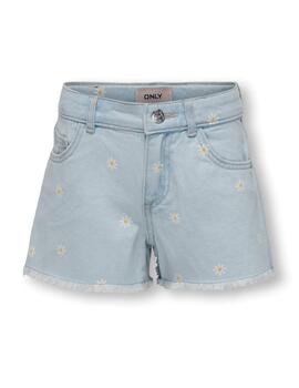 Short Only Kids Grobyn azul flores slim para niña