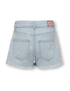 Short Only Kids Grobyn azul flores slim para niña