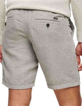 Bermuda Superdry lino gris slim para hombre