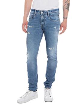 Pantalón vaquero Replay Anbass azul rotos para hombre