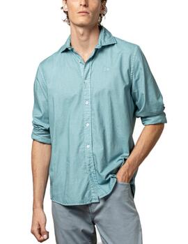 Camisa Scotta Linen azul grisaceo de lino para hombre