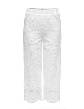 Pantalón crop Only Lila blanco troquelado de mujer