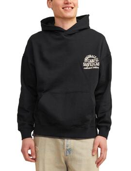 Sudadera Jack&Jones Mykonos negro con capucha de hombre