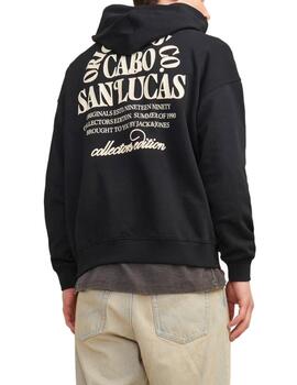 Sudadera Jack&Jones Mykonos negro con capucha de hombre