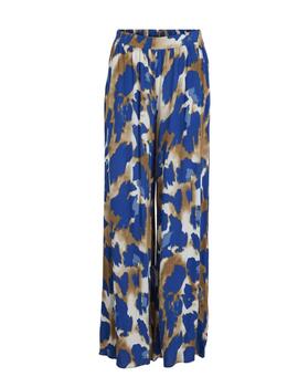 Pantalón Vila Galta recto estampado azul y beige de mujer