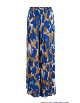 Pantalón Vila Galta recto estampado azul y beige de mujer