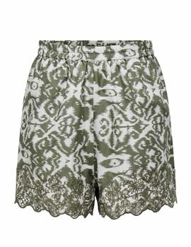 Short Only Lou verde y blanco estampado de mujer