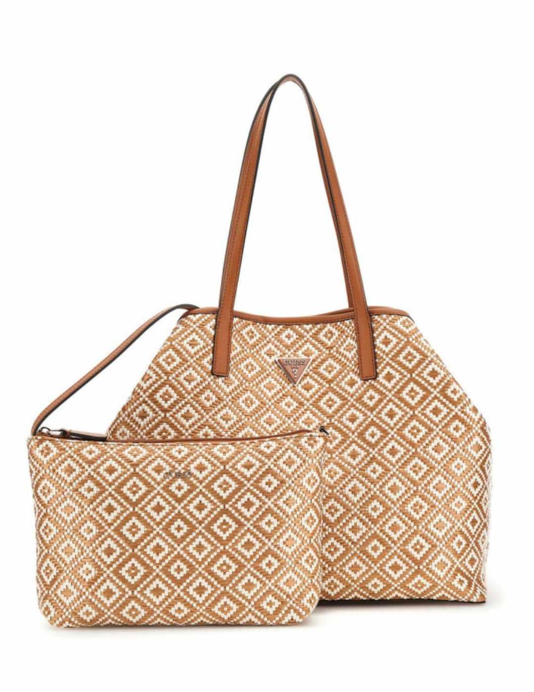 Bolso Guess Vikky camel estampado para mujer