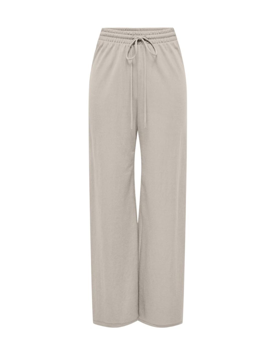 Pantalón Only Jany recto beige cintura elástica para mujer