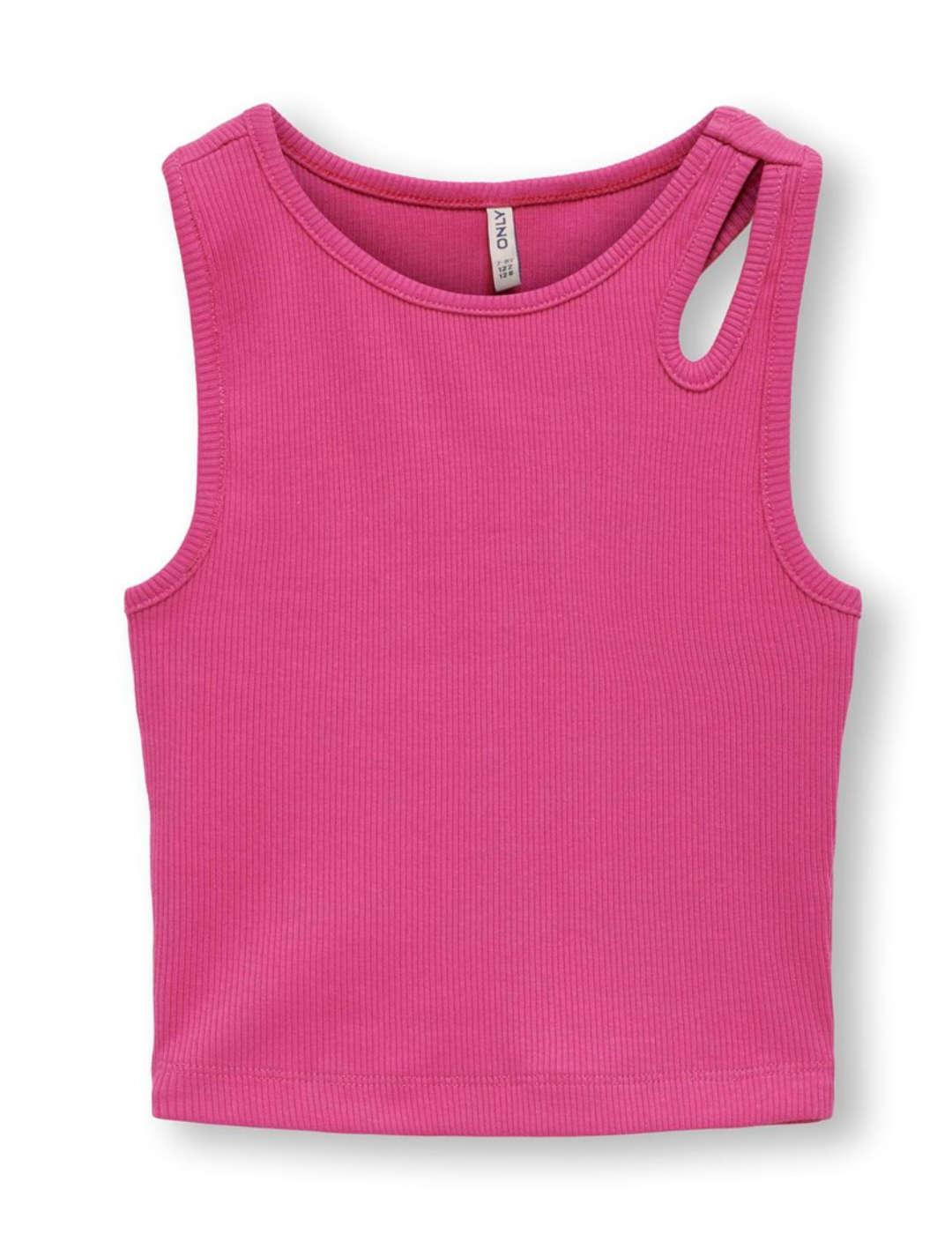 Camiseta tirantes Only Kids Messa rosa fucsia para niña